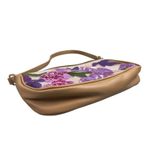 Women's Tan Purple Floral Sequin Embroidered Y2k Baguette Shoulder Handbag OS Photo 2
