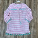 Crown & Ivy Beach cover up tassels sz small pink green Photo 3