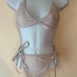 Cream and Black Micro Polka Dot String Bikini Sz OS Photo 1