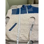 Haptics Good Vibes Denim & Ivory Patchwork Sherpa Half Zip pullover, size large Blue Photo 8