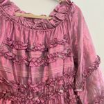 Cynthia Rowley NWT  Foil Metallic Pink Silk Mini Dress XS Ruffle Formal Feminine Photo 4