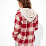 American Eagle (AE) Plaid Flannel Hooded Button-Up Shirt | Size S Photo 1
