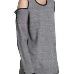 Calvin Klein NEW Women's Gray Contrast-trim Cold-shoulder Sweater Top Size Large Photo 0