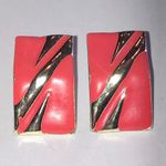 Elegant Vintage Silver Tone and Coral Enamel Earrings Pink Photo 0