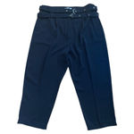 ASOS Double Belted Black High Waisted Trousers cropped wide leg pants Sz US 12 Photo 1