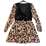 ZARA  Velvet Floral Long Sleeve Dress Size M | Boho Dark Romance Photo 1