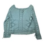 vintage y2k blue boho crochet knit off shoulder sweater top by route 66 Photo 6