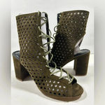 Shoe Republic LA NIB!Shoe -Suede Perforated-Lace UpPeep toe heel booties Size 9 Photo 1