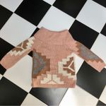 Sundance Oversized Knit Sweater Cowl Neck Sequins Dusty Rose Pink Aztec Print XS Photo 8