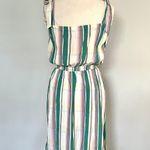H&M Cream Pastel Green Purple Plaid MIDI Dress Photo 6