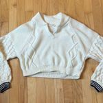 Free People Movement Snowfall Cable Knit Funnel Neck Sweater Top Ivory White Photo 2