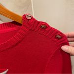Charter Club Cute cherry red gold button owl hoot hoot cotton blend sweater Photo 7