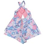 Nasty Gal floral shiny jacquard cut out halter romper shorts Sz S Photo 3