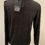 Chaser Black Silver Sparkle Henley Top Shirt Long Sleeve Medium New Drawstring Photo 5