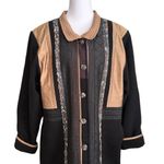 80’s Bonnie Durant Vintage Wool Trench Coat Silk Taffeta M Medium Black Photo 2