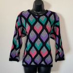 Funky Chunky Knit Diamond Sweater Size Medium Kate Collins Vintage 80s Acrylic Photo 1