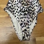 Good American ‎ Ruched Halter One Piece Cutout Swimsuit Cheetah Rose Size 3 Large Photo 5