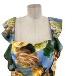 Chi Chi London Chi Chi London Floral Print Ruffle Pleated Midi Dress in Blue Curve US 16 Photo 3