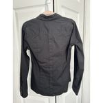 EXPRESS Womens The Essential Button Up Shirt Long Roll Tab Sleeve Black Size XS Photo 4