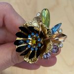 Banana Republic BR chunky oversize statement colorful flower ring gold size 6-7 Photo 2