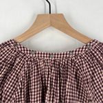 Aerie Gingham Checkered Grommet V-Neck Long Puff Sleeve Oversized Blouse Size S Photo 8