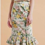 ByTimo Festive Peplum Hem Midi Skirt – Dandelion Yellow, XS, NWT, 100% Cotton Green Photo 2