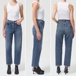 AGOLDE 90s Crop Jeans Oblique Wash Size 23 Raw Hem Button Fly Non-Stretch Denim Photo 9