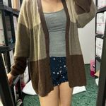 Vintage casual corner lambwool blend colorblock cardigan Brown Size L Photo 0