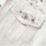 #700 BOUTIQUE White Pearl Beaded Jean Jacket White Size XL Photo 4