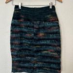 Anthropologie Maeve Size 0 Pencil Skirt Feathered Wool Peacock Stripes Preppy Photo 8