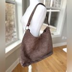 Bella Russo Brown Mocha Silver Faux Suede Large Slouchy Shoulder Tote Hobo Bag Photo 1