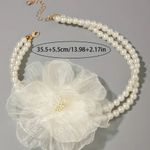 Elegant Cream sheer lace flower on pearl choker. New White Size undefined Photo 5