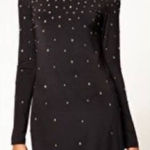Halston Heritage  Black Dress Gold Studs Sz. 2 Photo 0