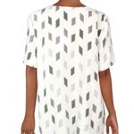 Theory short sleeve a line top brush grey multi print silk blouse medium NWT Photo 1