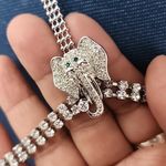 Adjustable Silver with Crystals Chain Style Belt with Elephant Head Photo 2