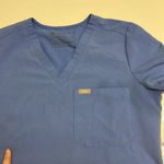 FIGS Technical Collection Blue Short Sleeve V-Neck Medical Scrub Shirt Pocket-XS Photo 10