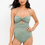 Loft NWT Mountain Rosemary Beach Shirred Twist Bandeau One Piece Photo 0