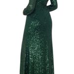 XScape $250 NWT Formal Evening Gown Size 4 Green Sequin Wedding Party Dress Photo 1