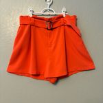 Nine West the paperbag waist belted shorts in fresh lava orange color size XL Photo 1