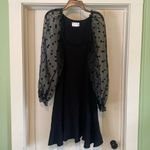 ASOS  DESIGN Witchy Goth Knitted Dress w Organza Dotted Puff Sleeve Black Size 8 Photo 3