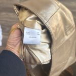 Margaret Godfrey Womens Gold Leather Skirt Size 12 Front Tie Raw Hem Lined EUC Photo 7