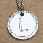 Rhodium Plated Round Initial L CZ Pendant Necklace Silver Photo 0