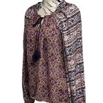 Billabong Women's Blouse Paisley 100% Rayon Boho Peasent Hippie Beqch Coastal M Photo 1