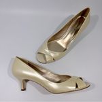 Antonio Melani  Cream Metallic Patent Leather Open Toe Heels 9 1/2 M Fairy Photo 0