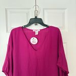 CARAMELA  Large Oversized Plum Semi Sheer V Neck Blouse‎ NWT Photo 2