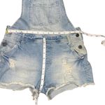 Refuge Distressed Stretch Denim Bib Overall Shorts Light Wash Casual Grunge M Photo 4