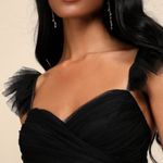 Lulus Pure Radiance Black Mesh Swiss Dot Tiered Maxi Dress Photo 1