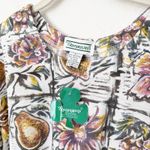 [Vintage] Shenanigans Sz Large L Floral Fruit Print Round Neck Short Sleeve Top Yellow Photo 8