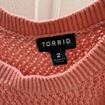 Torrid  Lace Up Sleeve Knit Sweater Size 2X Pink Long Sleeve Scoop‎ Neck Photo 5