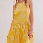 Free People New  Deserted Island Floral Mini Dress In Yellow Size Xs Photo 3